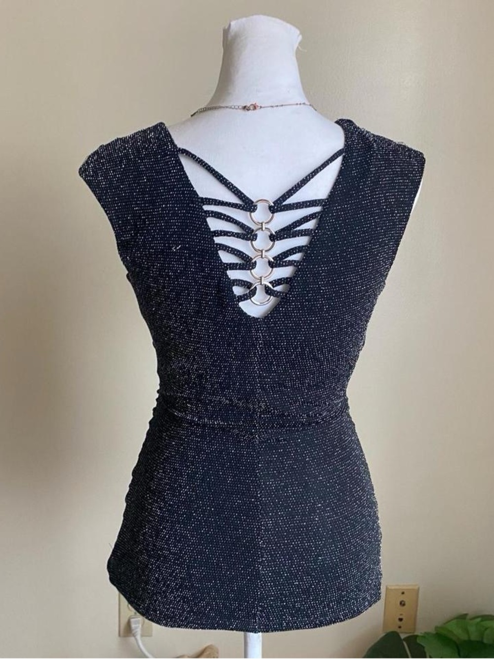 Y2K sparkly black cowl neck top - Picture 8 of 9